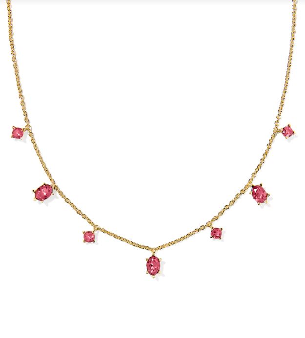 Kendra Scott Cailin Delicate Strand Necklace in Gold Red Crystals