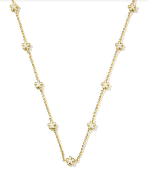 Kendra Scott Jane Strand Necklace in Gold White Enamel