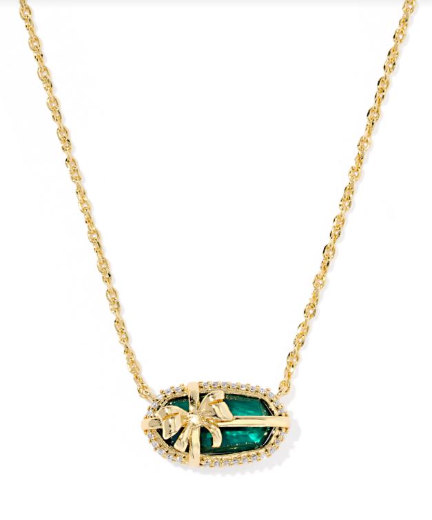 Kendra Scott Elisa Bow Short Pendent Necklace in Gold Pine Illusion