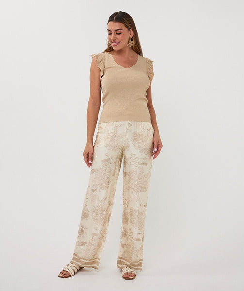 Esqualo V-Neck Ruffle Sleeve Top