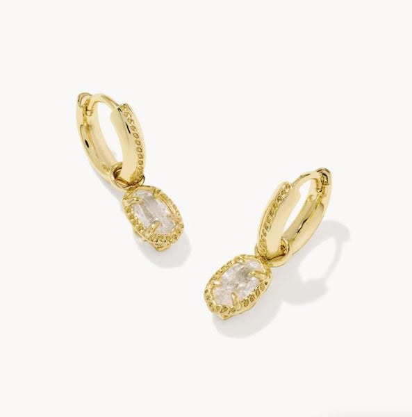 Mini Ellie Luxe Huggie Earring in Gold & White CZ