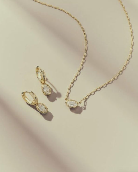 Mini Ellie Luxe Huggie Earring in Gold & White CZ