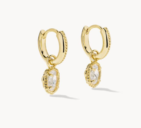 Mini Ellie Luxe Huggie Earring in Gold & White CZ