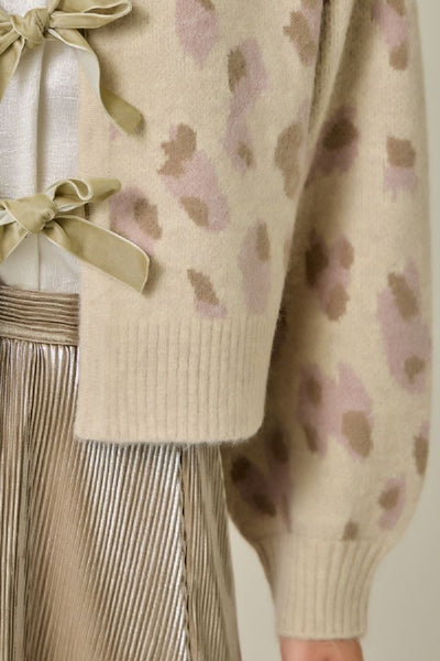 Leopard Front Bow Sweater