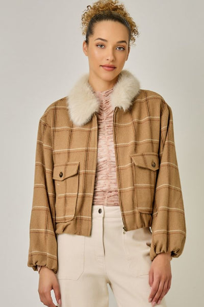 Plaid Bubble Hem Jacket