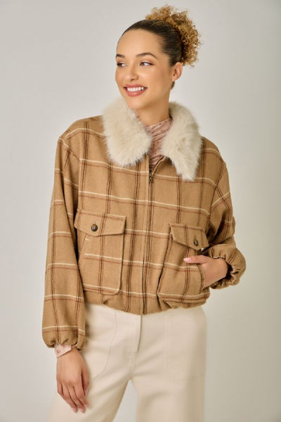 Plaid Bubble Hem Jacket