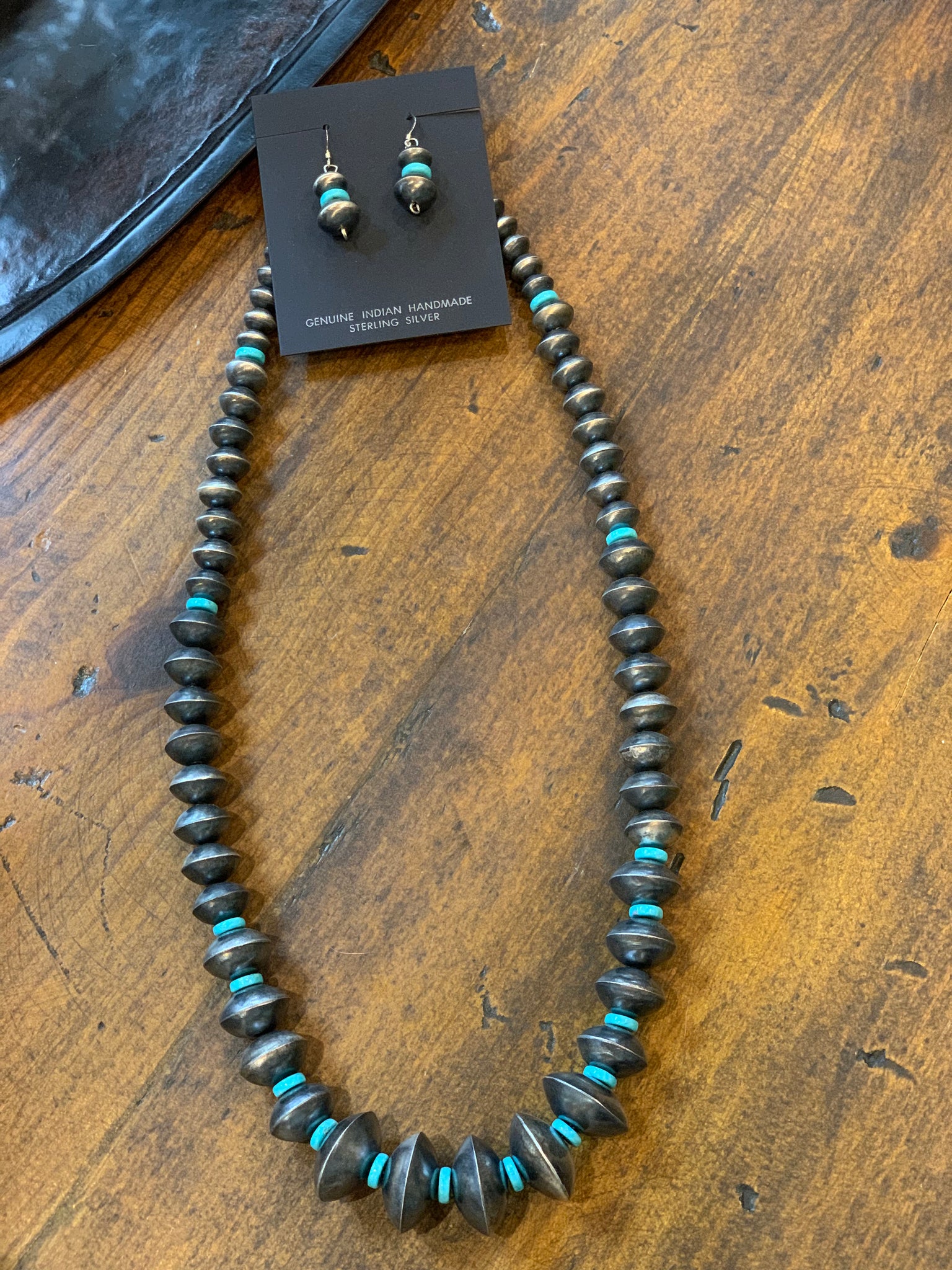Handmade Navajo Pearl & Turquoise Saucer Necklace/Earring Set