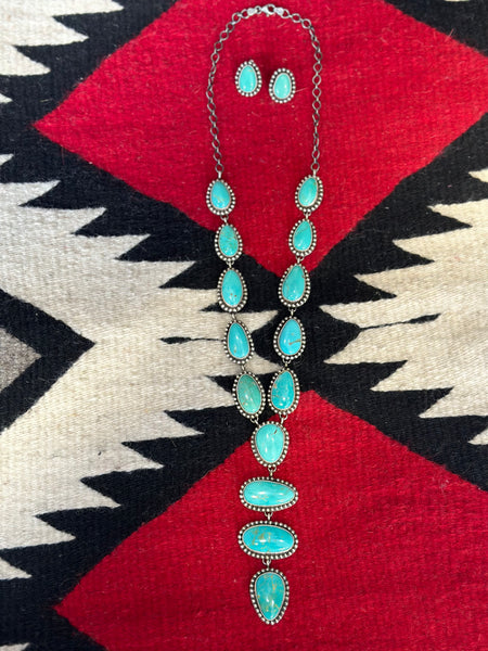 Turquoise Y Necklace/Earring set