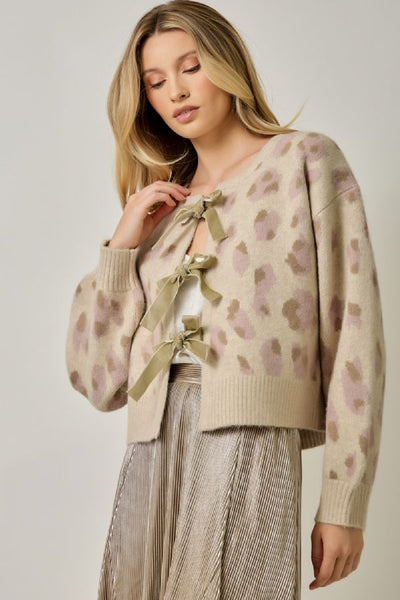 Leopard Front Bow Sweater
