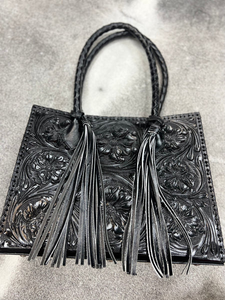 Que’ Chula Marcos Tooled Leather Tote