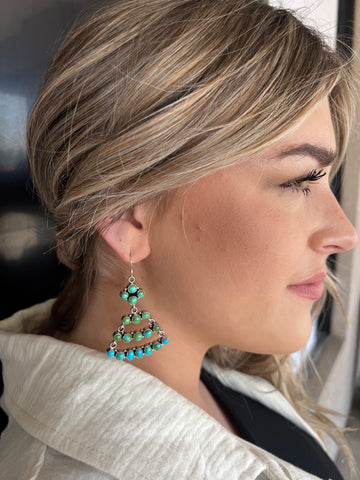 Wire Turquoise Statement Earring