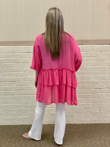 Ruffled Cover-Up in Barbie Pink