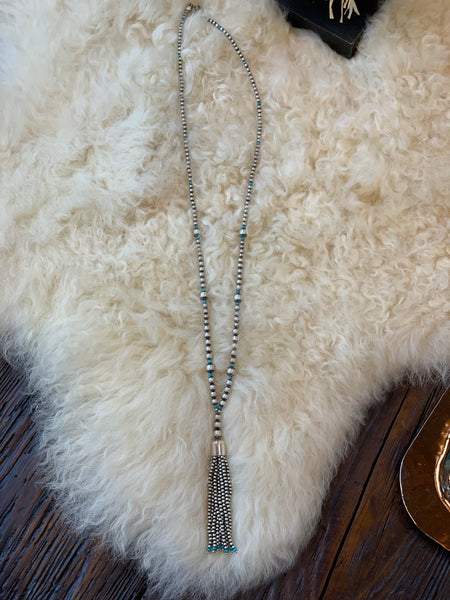 Tassel Turquoise & Navajo Pearl Necklace