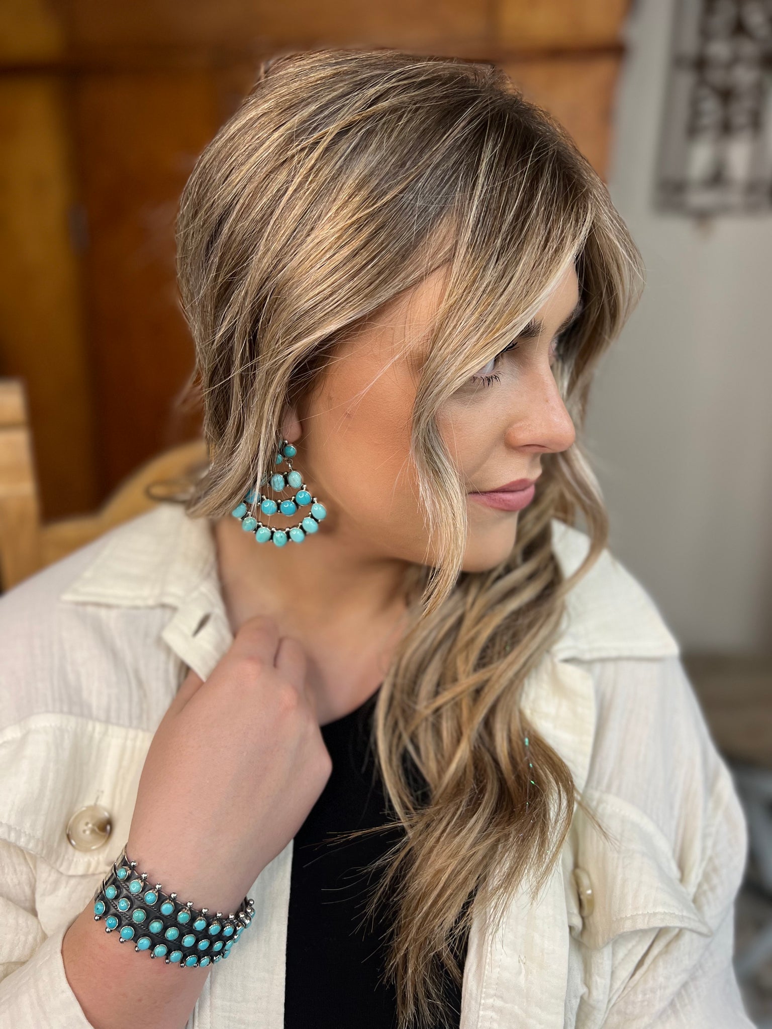 Turquoise Post Statement Earring