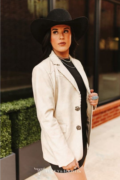 Textured Western Yoke Blazer