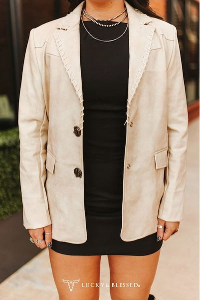 Textured Western Yoke Blazer