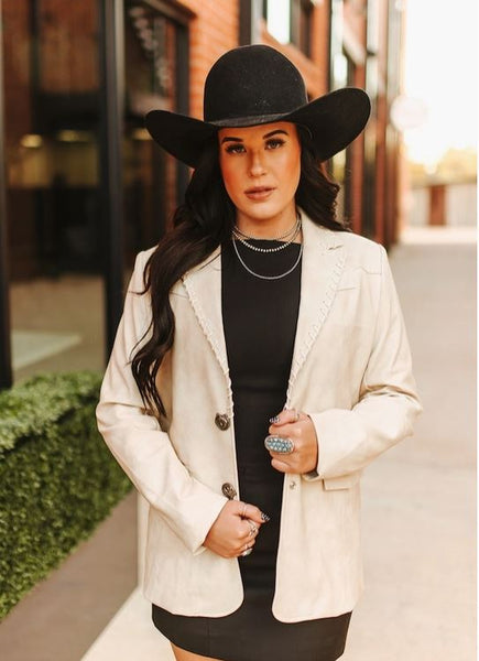 Textured Western Yoke Blazer