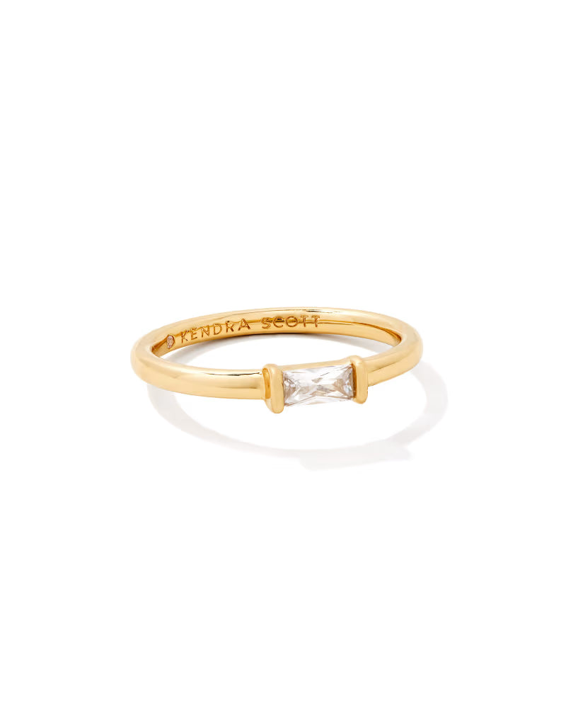Kendra Scott Juliette Gold Band Ring in White CZ
