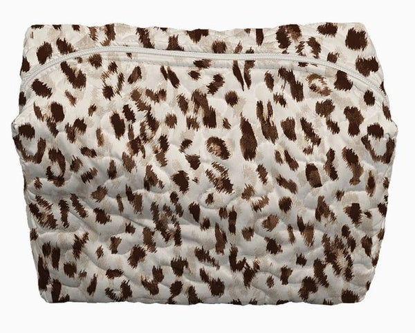 Kye Leopard Quilted Large Makeup Bag