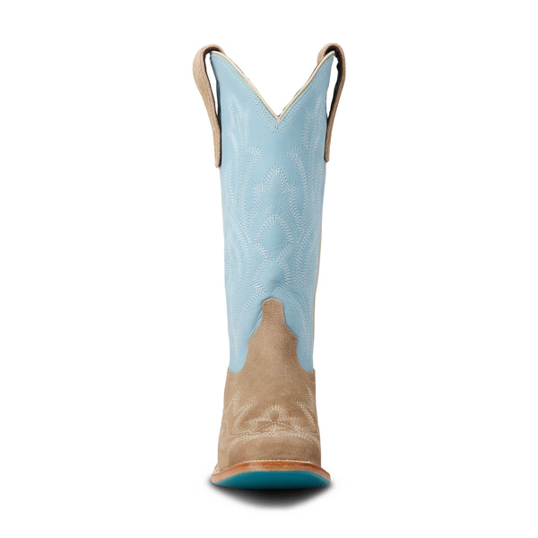 Saratoga Square Boot - Latte Suede and Powder Blue