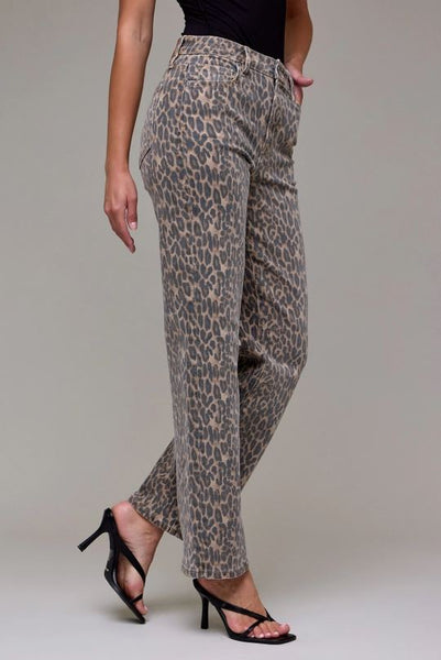 High Rise Straight Leopard Jean
