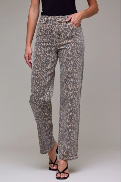 High Rise Straight Leopard Jean
