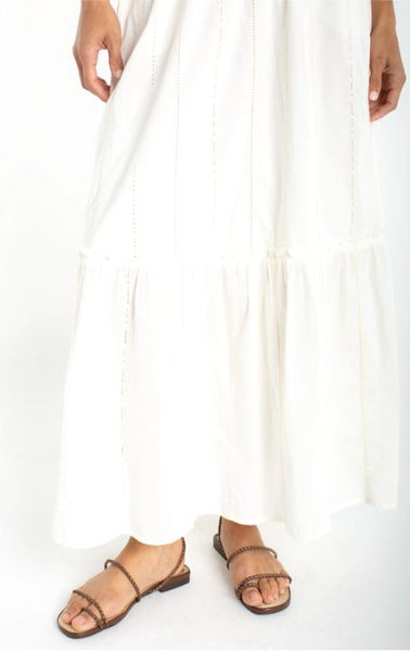 Tiered Woven Pull On Maxi Skirt