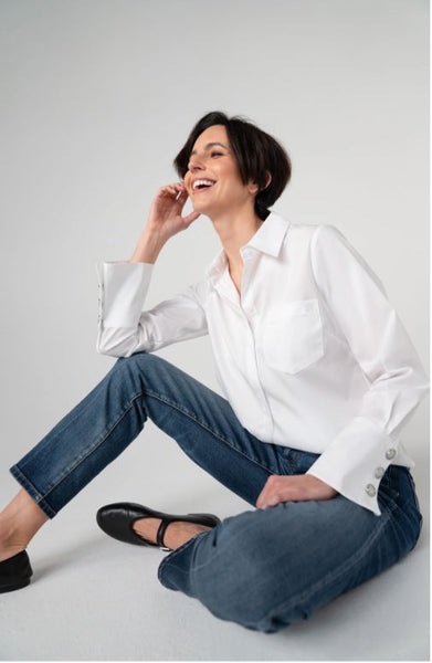 Long Sleeve Button Front Woven Shirt