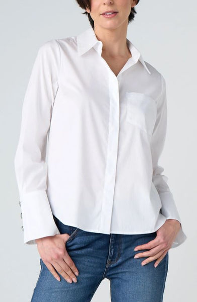 Long Sleeve Button Front Woven Shirt