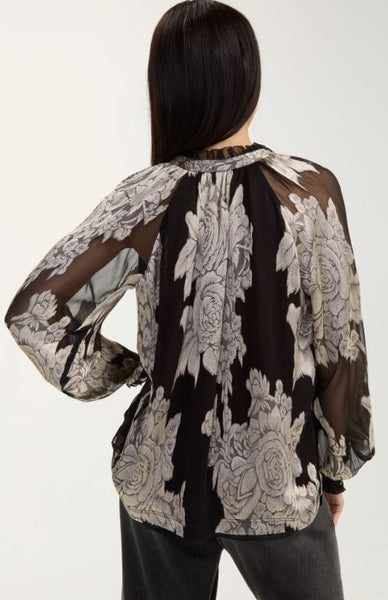 Long Sleeve Woven Top with Ties