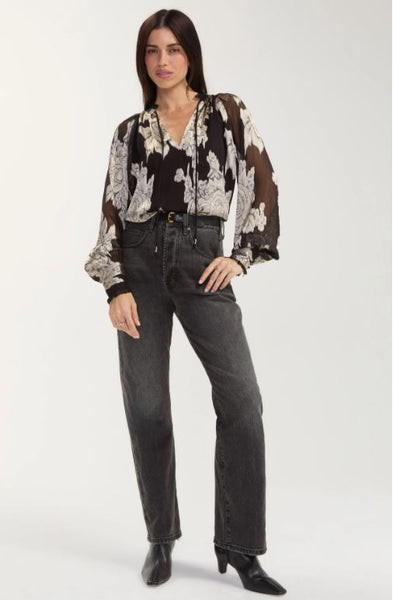 Long Sleeve Woven Top with Ties