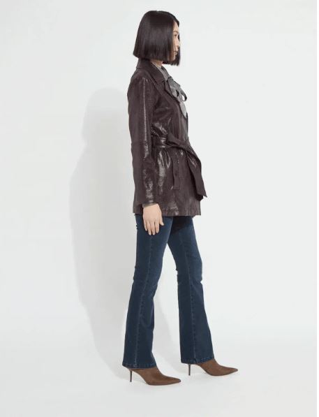 Mavis Foil Vegan Suede Belted Trench Coat