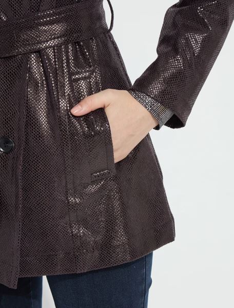 Mavis Foil Vegan Suede Belted Trench Coat