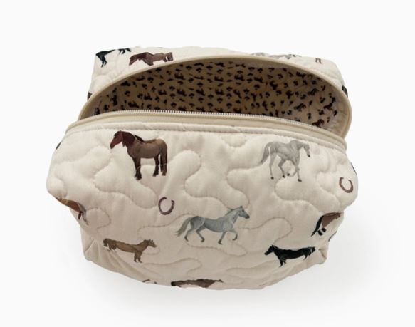 Meadow Herd Icon Linen Qilted Large Makeup Bag