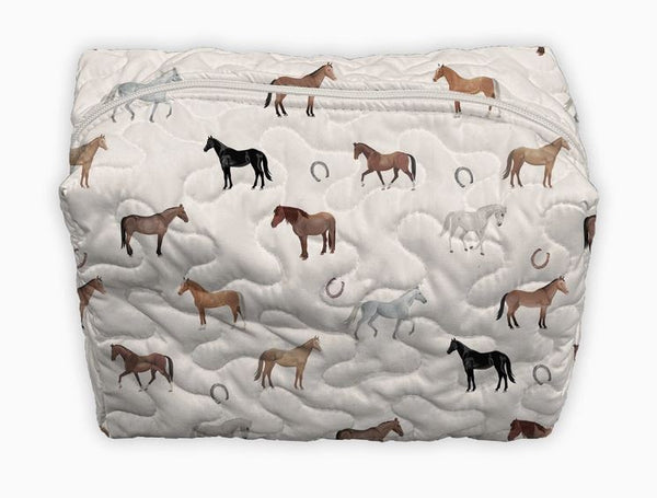 Meadow Herd Icon Linen Qilted Large Makeup Bag