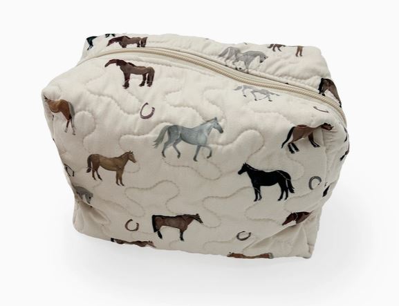 Meadow Herd Icon Linen Qilted Large Makeup Bag