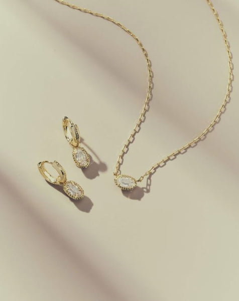 Mini Elisa Luxe Pendant Necklace in Gold & White CZ