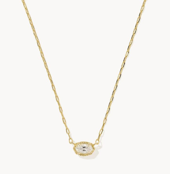 Mini Elisa Luxe Pendant Necklace in Gold & White CZ