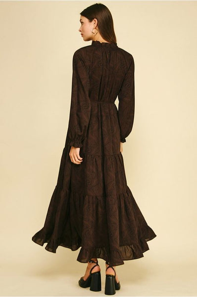 Paisley Print Tiered Maxi Dress