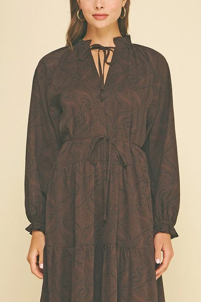 Paisley Print Tiered Maxi Dress