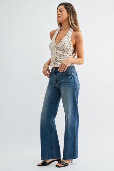 JBD Slim Palazzo Jean with Raw Hem