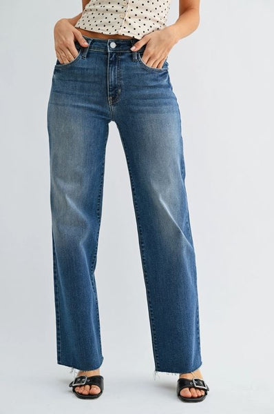 JBD Slim Palazzo Jean with Raw Hem