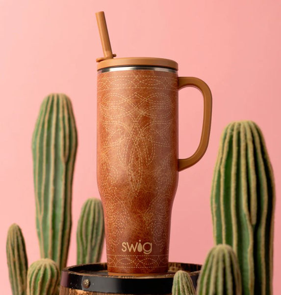 Saddle Stitch Cognac Mega Mug 40oz