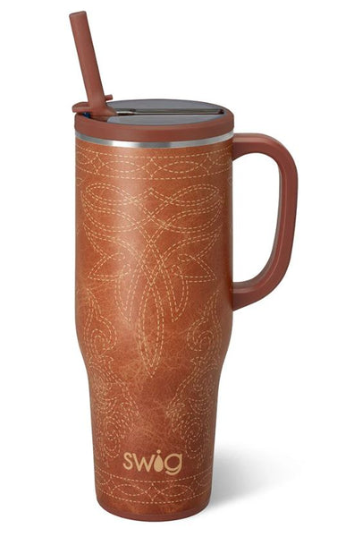 Saddle Stitch Cognac Mega Mug 40oz