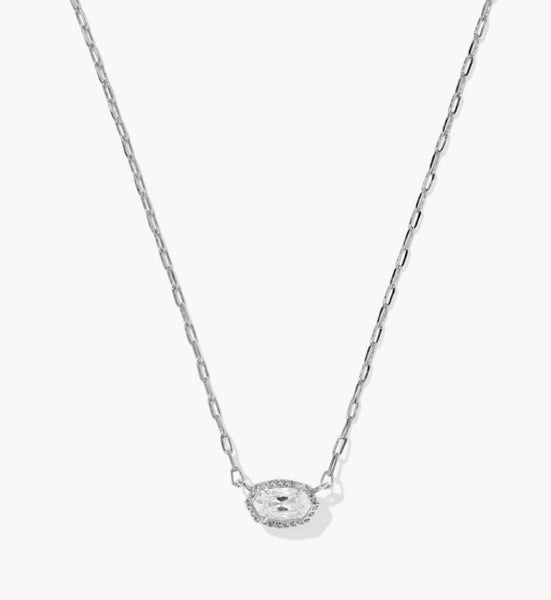 Mini Elisa Luxe Pendant Necklace in Silver & White CZ