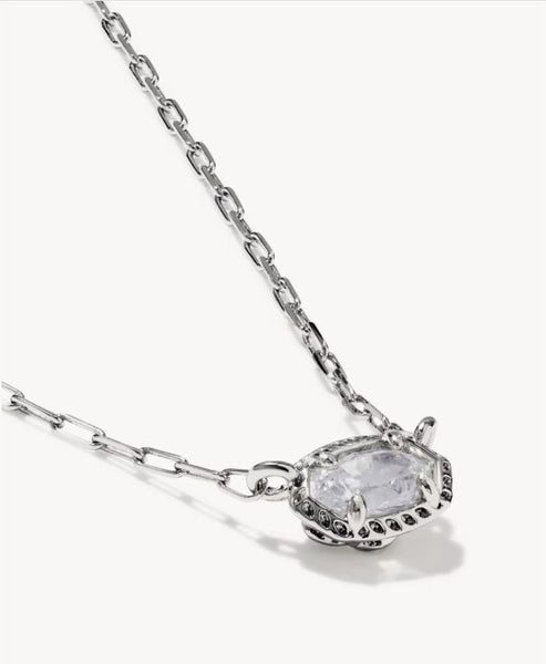 Mini Elisa Luxe Pendant Necklace in Silver & White CZ