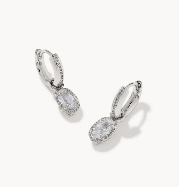 Mini Ellie Luxe Huggie Earring in Silver & White CZ