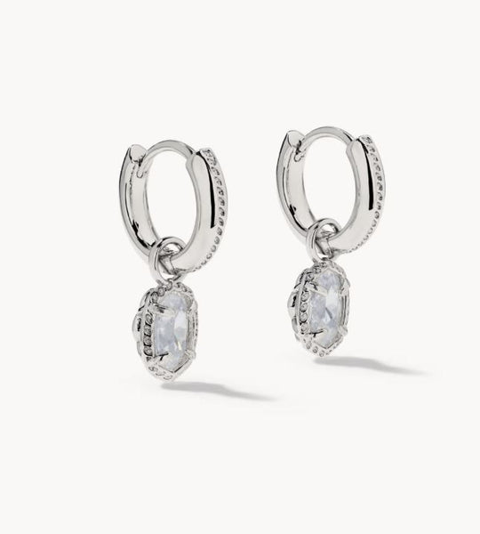 Mini Ellie Luxe Huggie Earring in Silver & White CZ