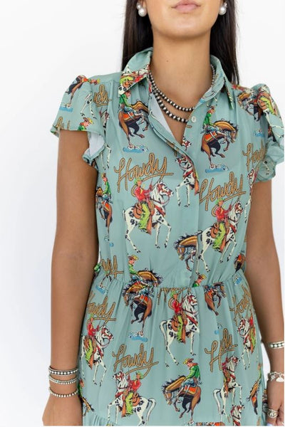 Howdy Western Print Dress