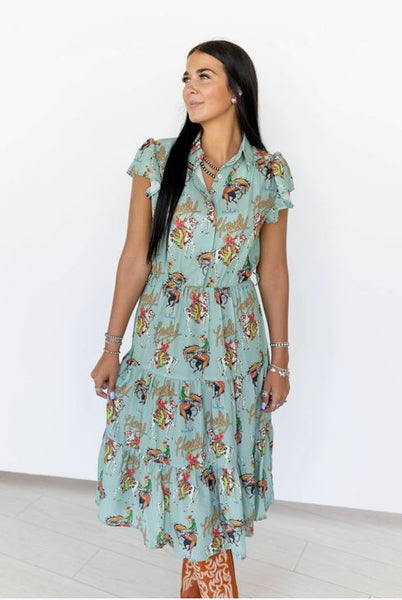 Howdy Western Print Dress